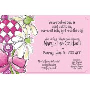 Baby Shower Invitations, Girl Rattle with Pink Daisy 